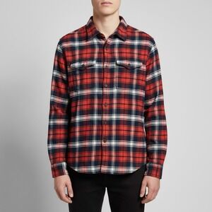 American Eagle Mens Red Plaid Flannel Button Down‎ Shirt Large 100% Cotton L